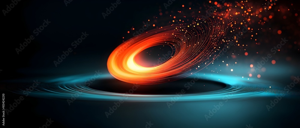 Poster futuristic digital backdrop with luminescent wire frame constructs swirling energy fields and radian