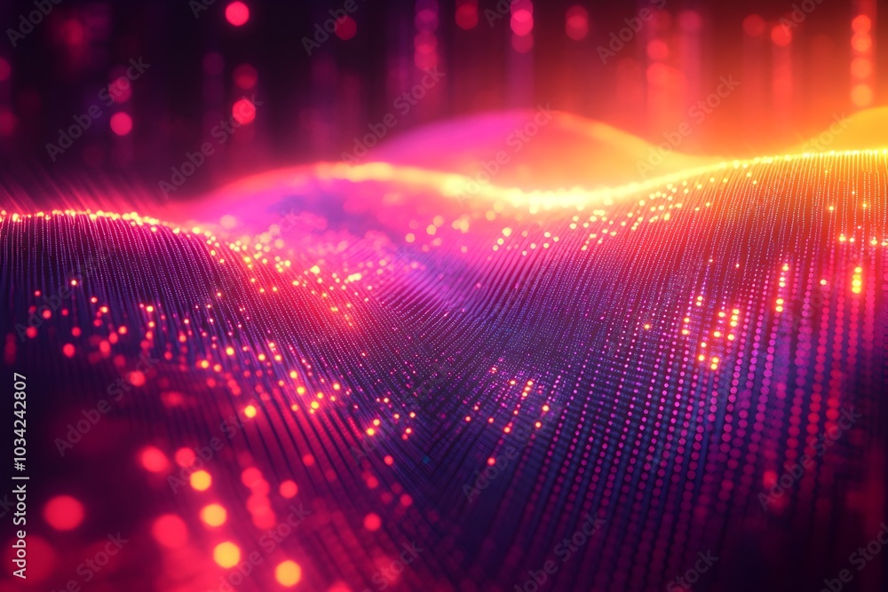 Poster futuristic digital backdrop ideal for showcasing technological networks data transmission and encryp