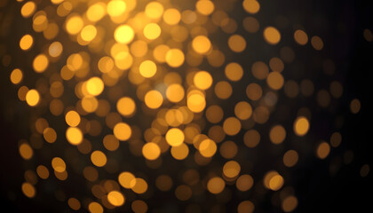 Obraz premium Festive abstract Christmas texture, golden bokeh particles and highlights on a dark background isolated with white highlights, png