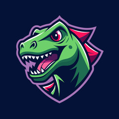  simple line t-rex gaming mascot logo isolated 