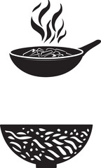 Fast food Stir fry dish silhouette vector black and white