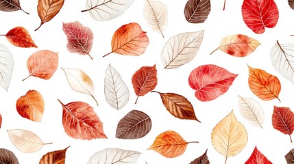 Beautiful Watercolor Autumn Leaves Pattern for Seasonal Decor and Artistic Designs
