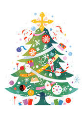 Naklejka premium Christmas tree transparent vector clipboard card illustrate