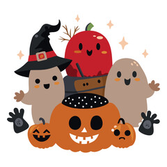 Ghosts in Witch Hats. A trio of friendly ghosts wearing witch hats, bringing Halloween magic and fun to any design!