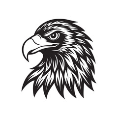 eagle head silhouette vector, black and white silhouette, vector and illustration, black and white