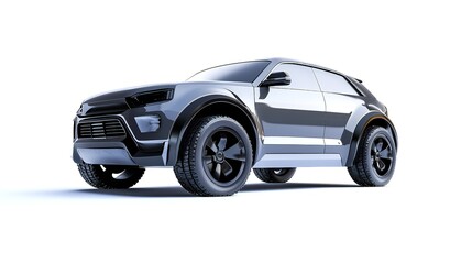 Fototapeta premium Back view of a generic and unbranded car isolated on a white background