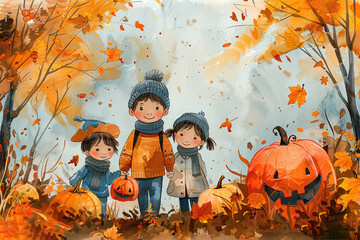 prompt family visiting pumpkin patch autumn picking smiling free v space camera fall text job