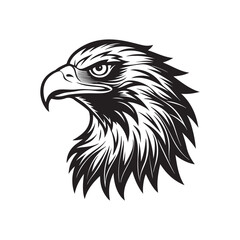 eagle head silhouette vector, black and white silhouette, vector and illustration, black and white