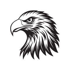 eagle head silhouette vector, black and white silhouette, vector and illustration, black and white