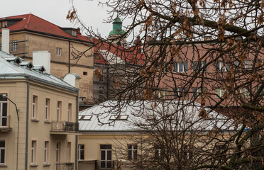 Architectural ensemble of a beautiful old city of Lublin at Christmas. Lublin, Poland