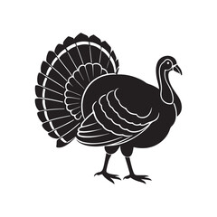 turkey silhouette vector, black and white silhouette, vector and illustration, black and white