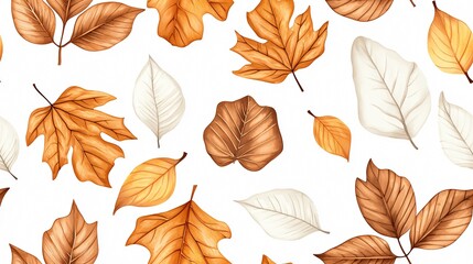 Obraz premium Autumn Leaves Patterns: A Vibrant Collection of Botanical Illustrations for Natural Decor