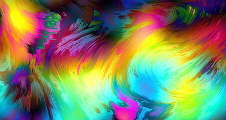 Abstract fractal explosion of spectral colors in motion, creativity and imagination.