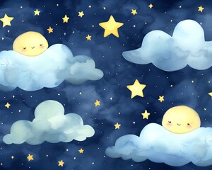 3d Seamless pattern of the night sky with gold star