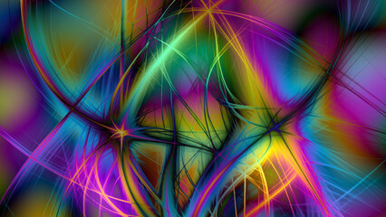 Abstract fractal explosion of spectral colors in motion, creativity and imagination.