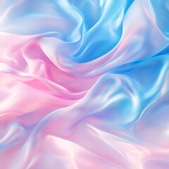 Obraz premium A smooth, flowing fabric with a gradient of pink and blue hues, creating a soft and dreamy aesthetic.