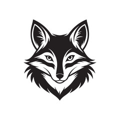 Fototapeta premium fox head silhouette vector, black and white silhouette, vector and illustration