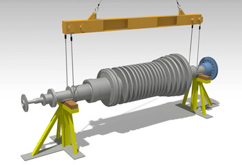 Rotor stand steam turbine 3D illustration © Richard
