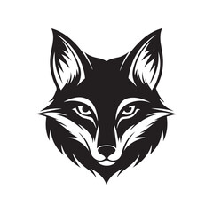 fox head silhouette vector, black and white silhouette, vector and illustration