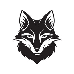 Obraz premium fox head silhouette vector, black and white silhouette, vector and illustration