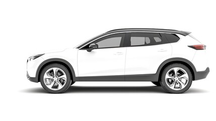 Car On White. Stylish Silver Compact Hatchback Isolated on White Background