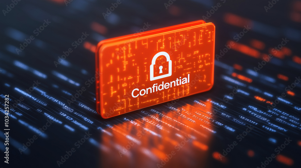 Aufkleber confidential file folder with padlock symbol, representing data security and privacy