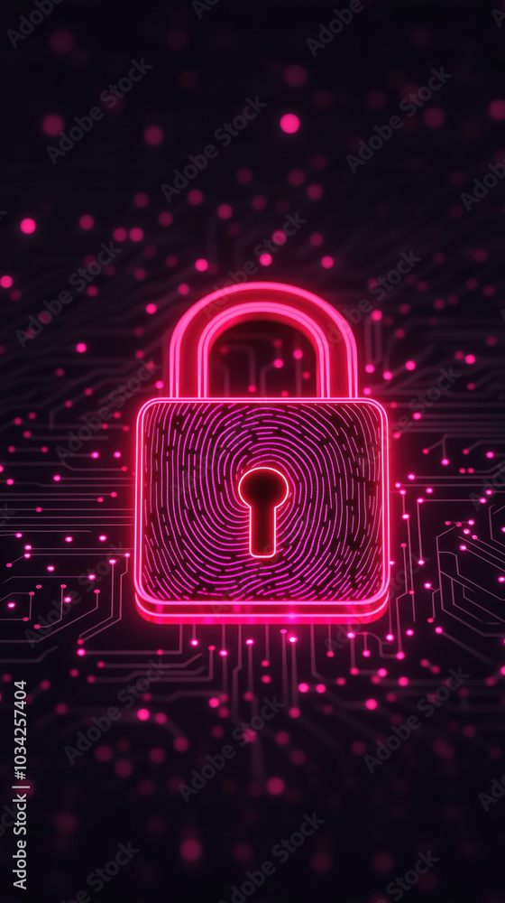Aufkleber digital privacy concept with fingerprint lock symbolizing security