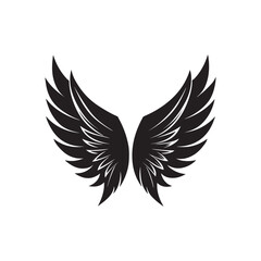 wings silhouette vector, black and white silhouette, vector and illustration