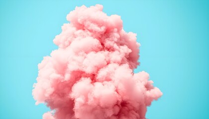 Vibrant pink clouds in a clear blue sky, creating a peaceful and surreal natural scene, soft textures and calming atmosphere, perfect for dreamlike visuals