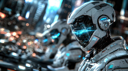 Futuristic Cyborg Soldier in Urban Setting