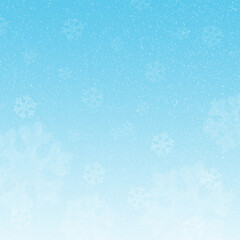 Christmas background, blue background with white falling snowflakes, free space for Christmas text, Christmas raster illustration, festive Christmas design