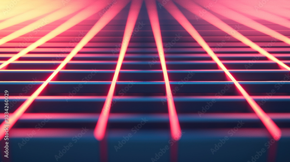 Poster vibrant grid of geometric shapes creates dynamic visual effect