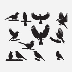 Bird Silhouette Images, Bird Silhouettes stock illustrations