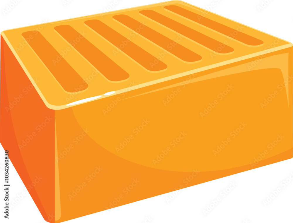 Poster large block cheddar cheese with slices missing sitting on white background