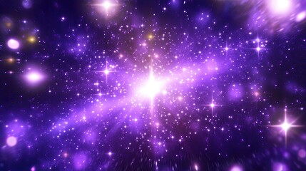 Obraz premium A vibrant purple holographic galaxy background, glowing with the light of distant stars
