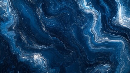 Obraz premium Flowing Abstract Blue Marble Texture with Gold Highlights
