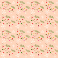 Merry Christmas and Happy New Year background, greeting card, poster, holiday cover. seamless pattern