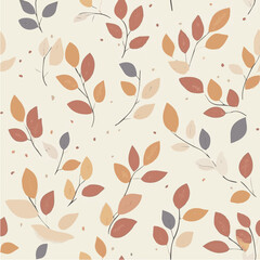 Illustration of fall seamless pattern with soft color palette