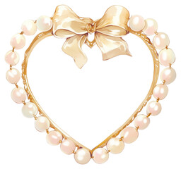 Obraz premium PNG Gold coquette pearl heart frame accessories chandelier accessory.