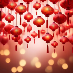 Hanging lanterns background concept to celebrate lunar new year