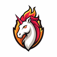 simple line unicorn head gaming mascot logo isolate