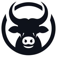 Cow Head Black Vector Silhouette  Isolated Design for Logos and Branding