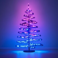 Christmas tree with blue and purple sparkle lights, vibrant twist