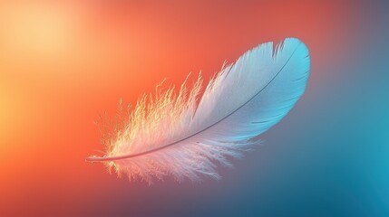 Obraz premium White feather against a colorful background.