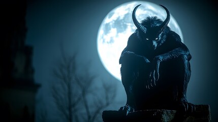 Mysterious Creature Under Full Moon at Night