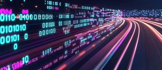 Fototapeta premium Abstract representation of data flow and digital information highway.