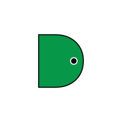 The letter D logo with a negative door and a white background