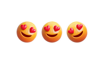 Emoji in love. Emoticons 3d. Valentines day emoji. Heart love emoticon. Emoji isolated on white background