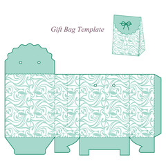 Gift box template with lid, Mint green with white pattern