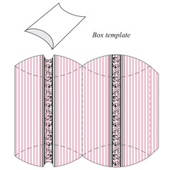 Pink box template with floral ribbon